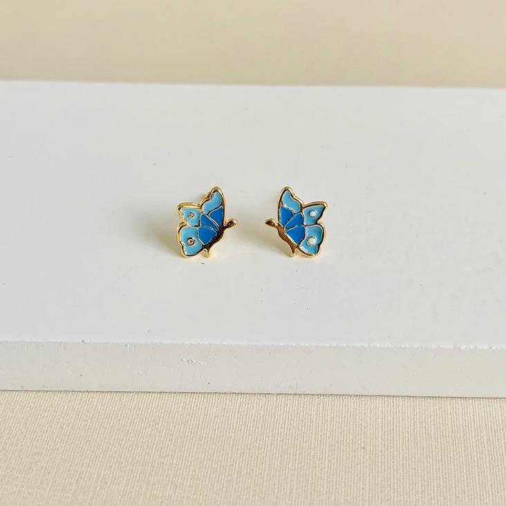 Brinco borboleta azul