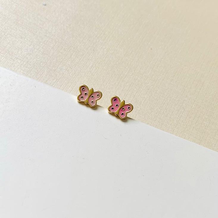 Brinco borboleta rosa