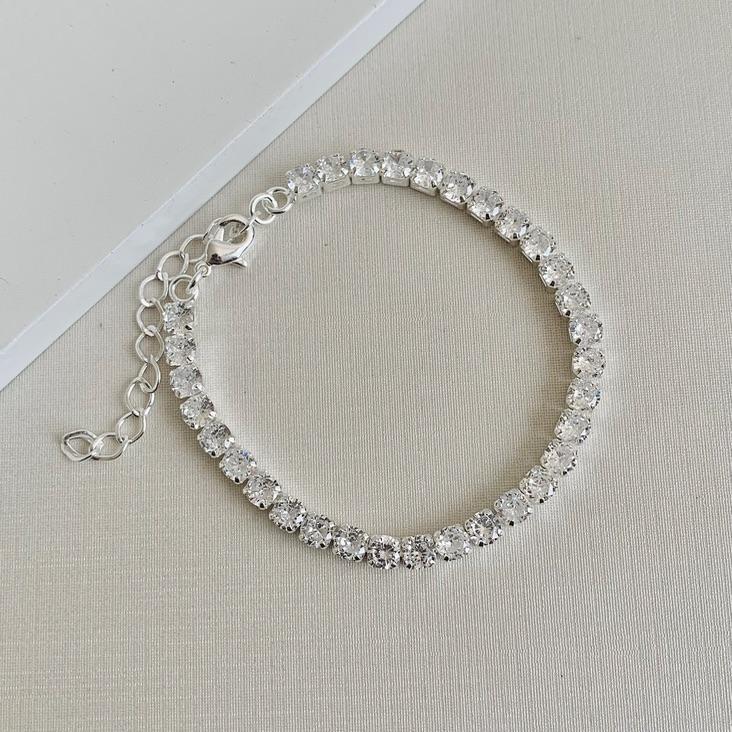 Pulseira riviera luxo zircônias quadradas