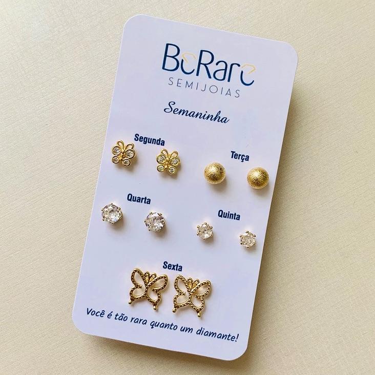 Semaninha butterfly - bolinha escovada, ponto de luz, borboleta lisa e de zirconia