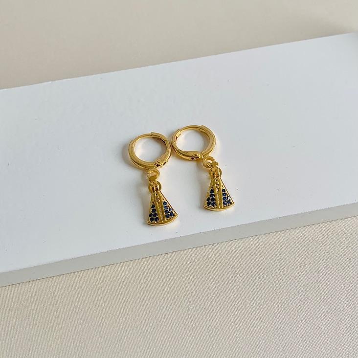 Brinco argolinha nossa senhora pequena manto azul