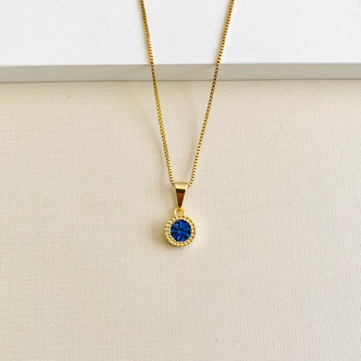 Colar zircônia azul