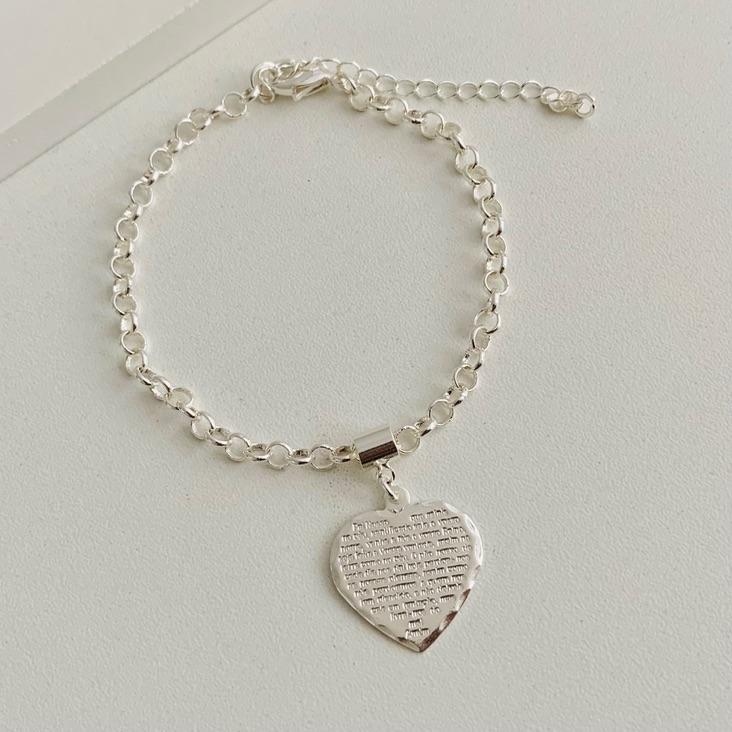 Pulseira elo português com coração do pai nosso