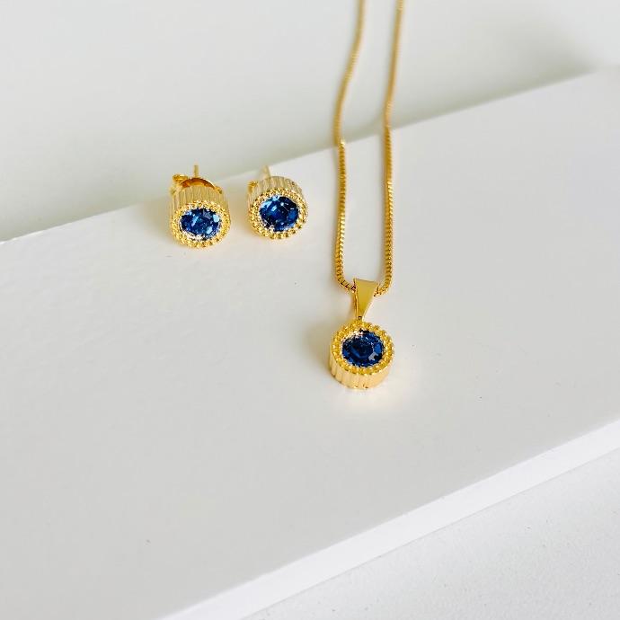 Conjunto zircônia azul