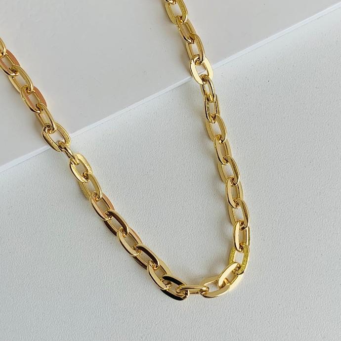 Choker elo cadeado achatado