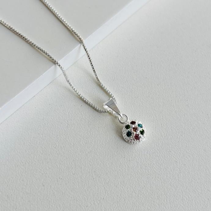 Colar meia bola de zirconias colors