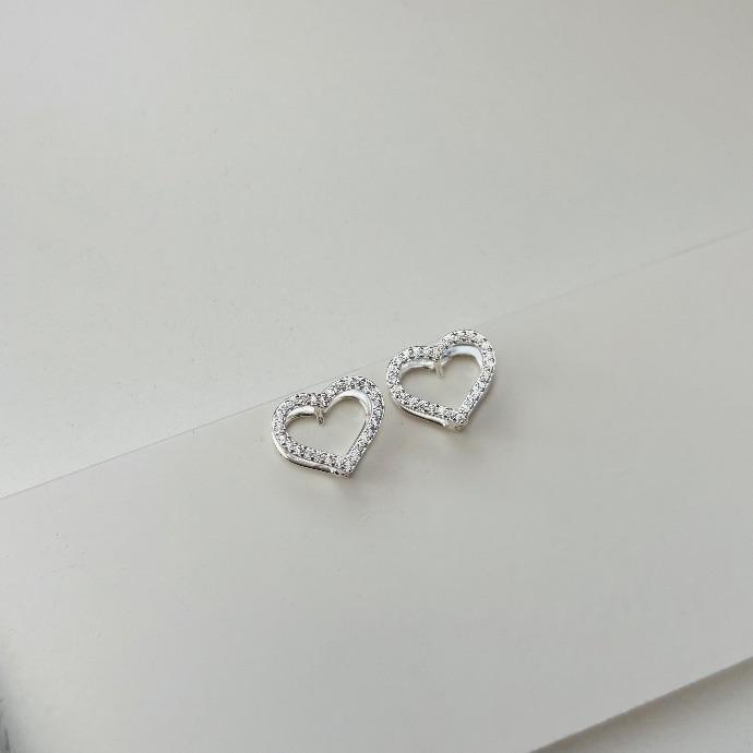 Argolinha coração duplo cravejado