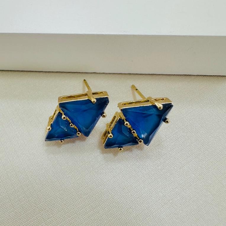 Brinco triangulos azul royal