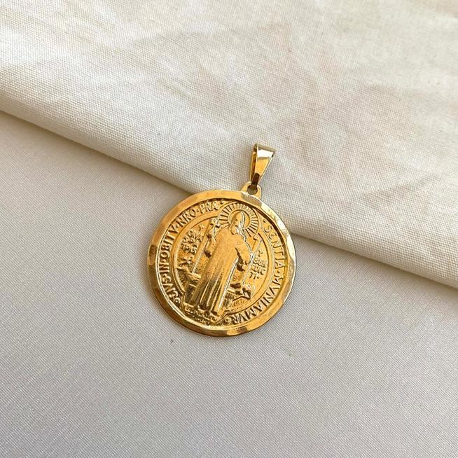 Pingente medalha São Bento G dupla