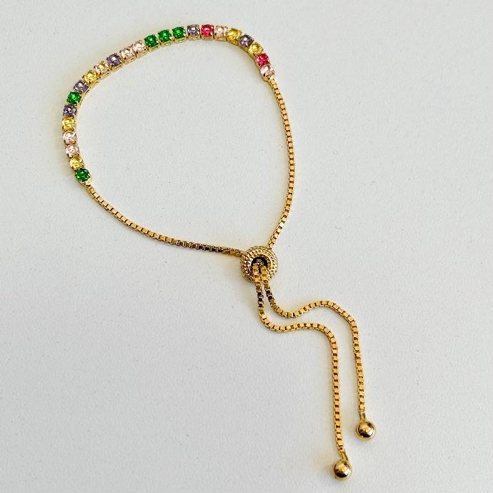 Pulseira riviera delicada colors regulavel