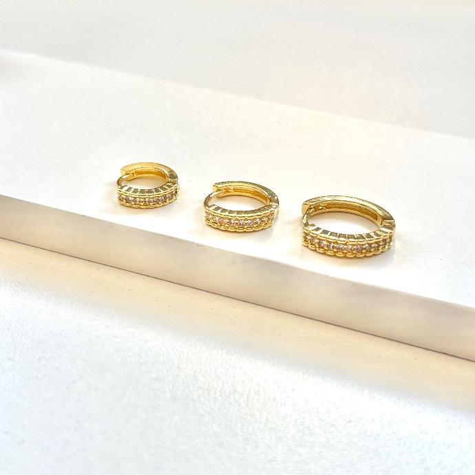 Trio argolinha lux cravejado quadrado