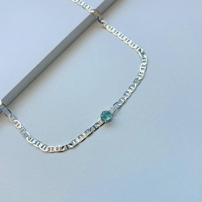 Choker piastrine com zirconia verde água
