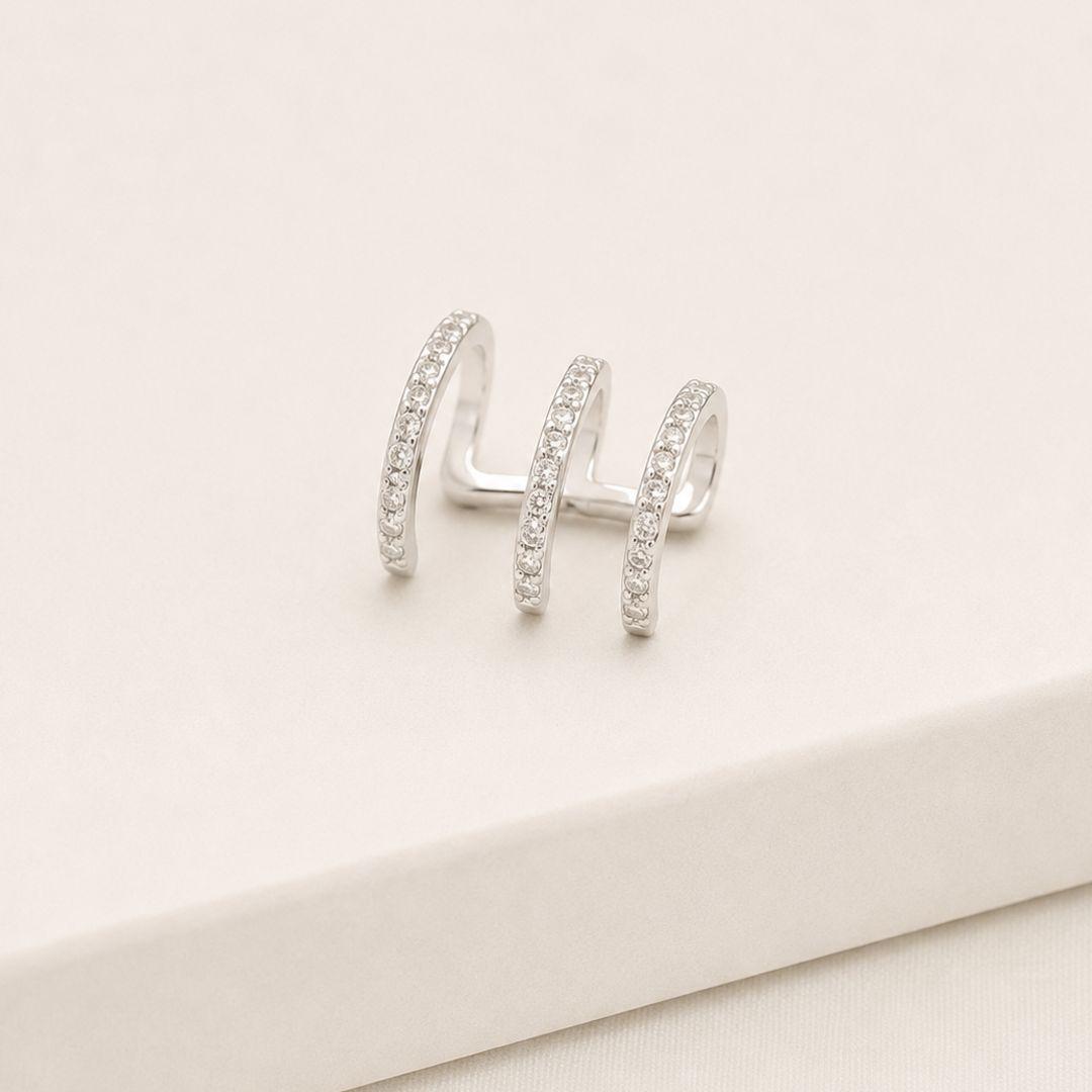 Piercing ear cuff 3 fileiras cravejadas