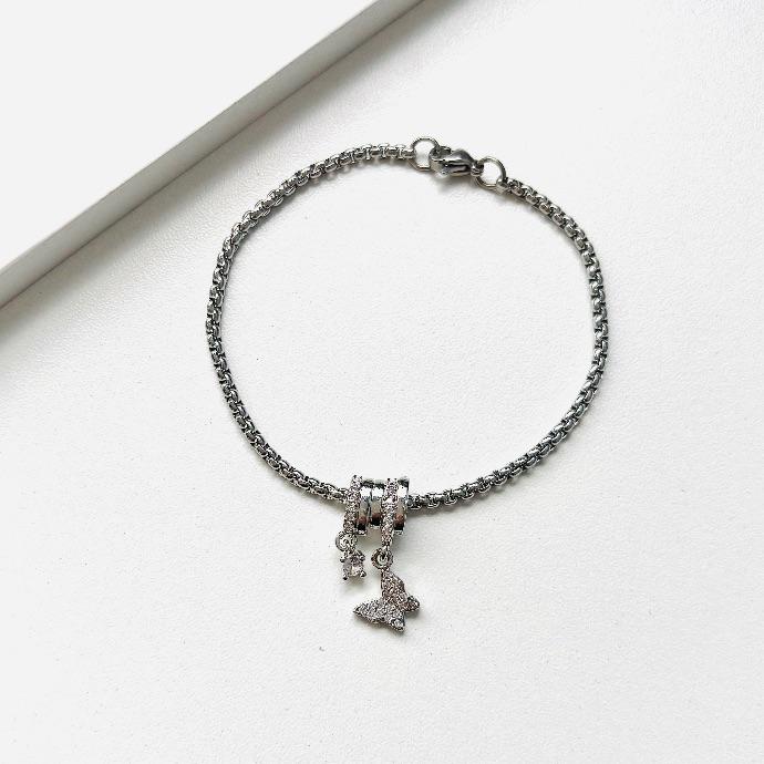 Pulseira pipoca borboleta e zirconia